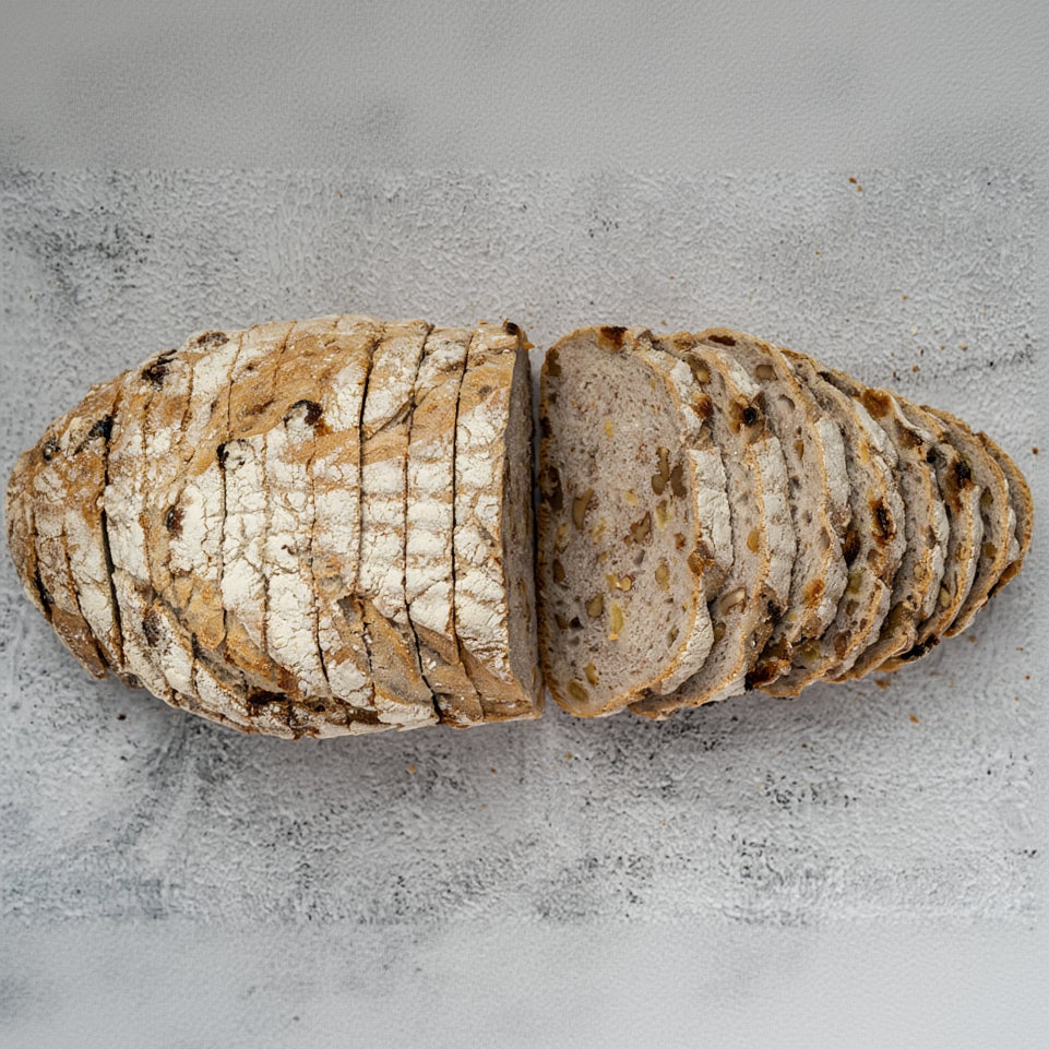 Sourdough walnut raisin loaf